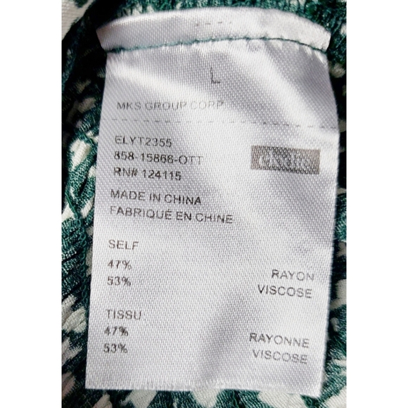 NWT Elodie Blouse Size L Green Floral Cropped - Picture 9 of 11